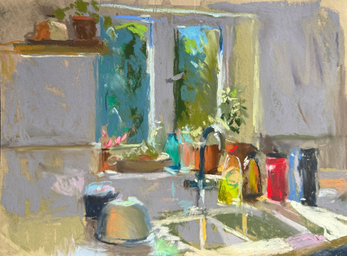 Cluttered kitchen sill