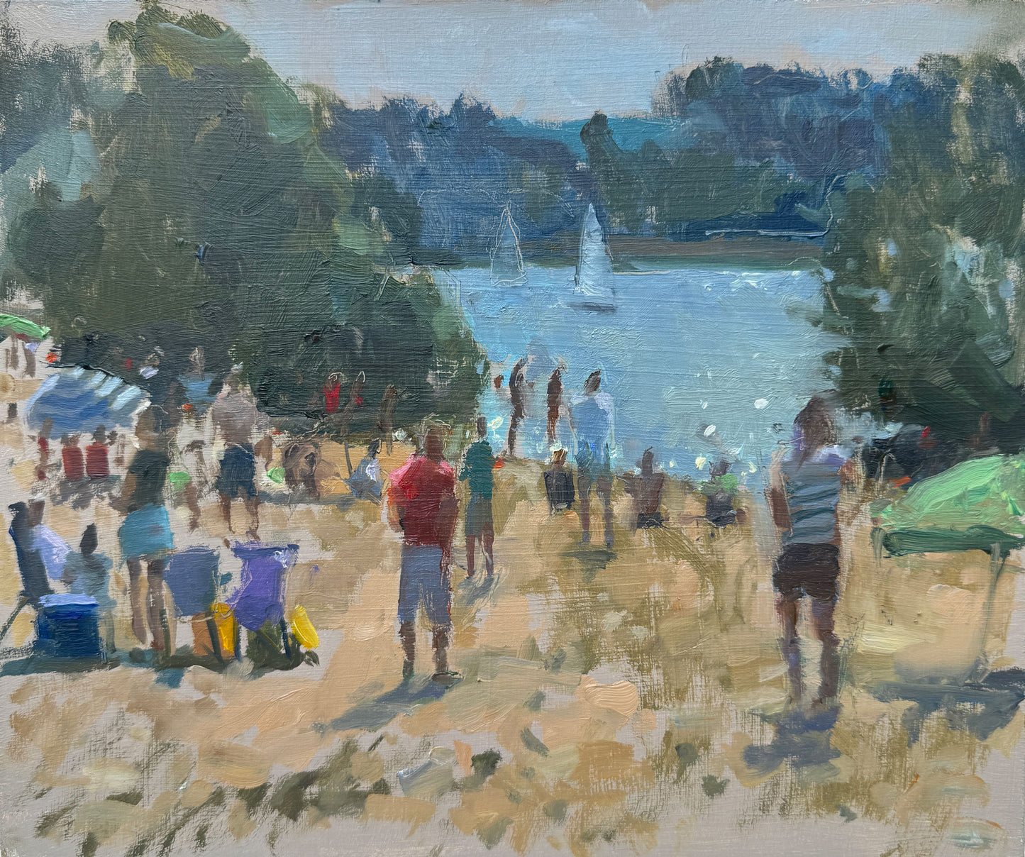 Sun brings out the crowds, Frensham Ponds