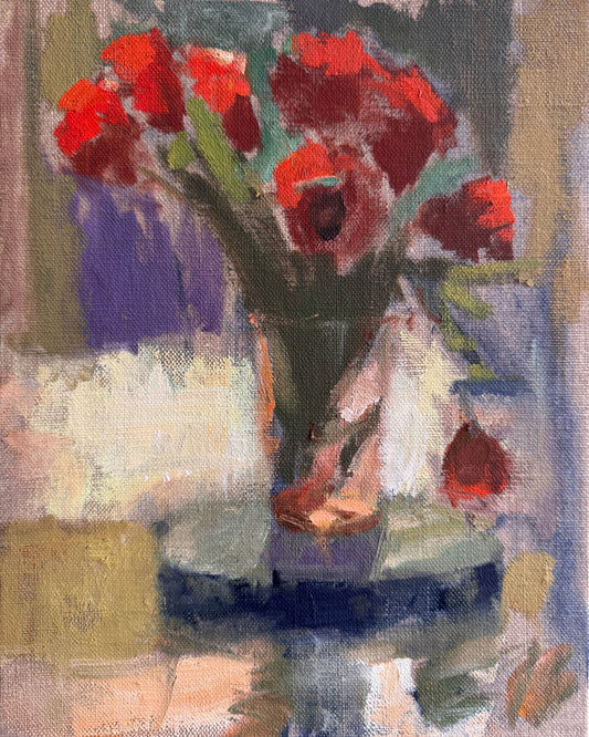 Red tulips in strong sun
