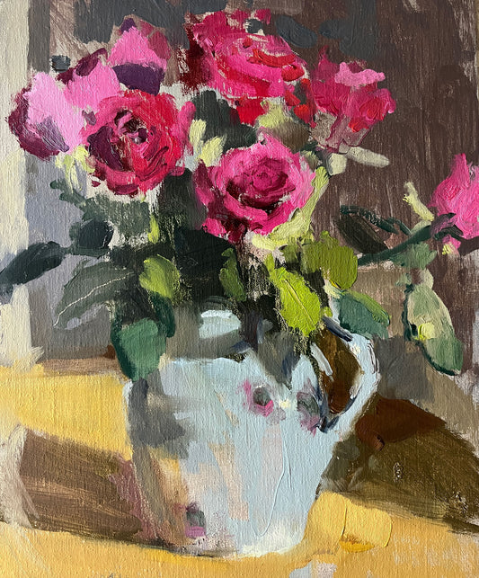 Pink roses in afternoon light